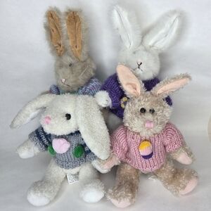 Vintage Chrisha Playful Plush Bunny with Cozy Purple Sweater Set